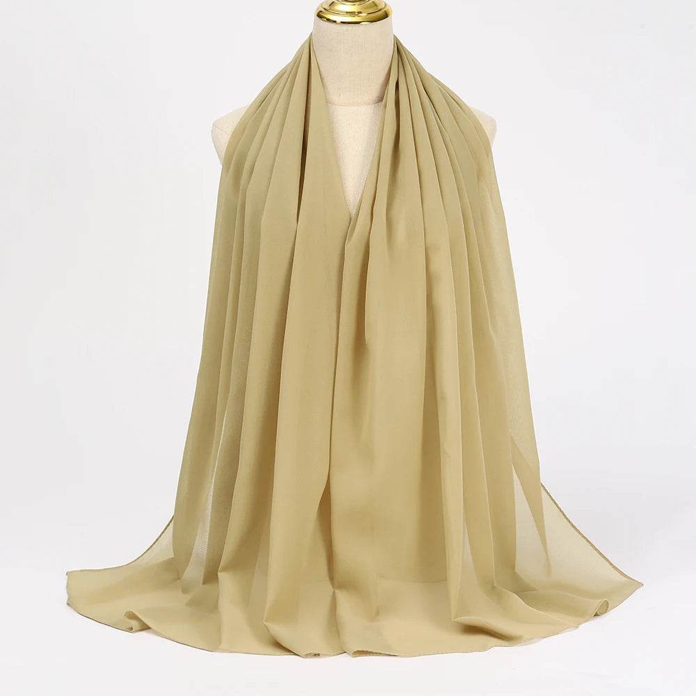 Muslim Chiffon Hijab Scarf Women Long Solid Color Head Wrap For Women Hijabs Scarves Ladies Muslim Veil Jersey Hijabs - AIAZ