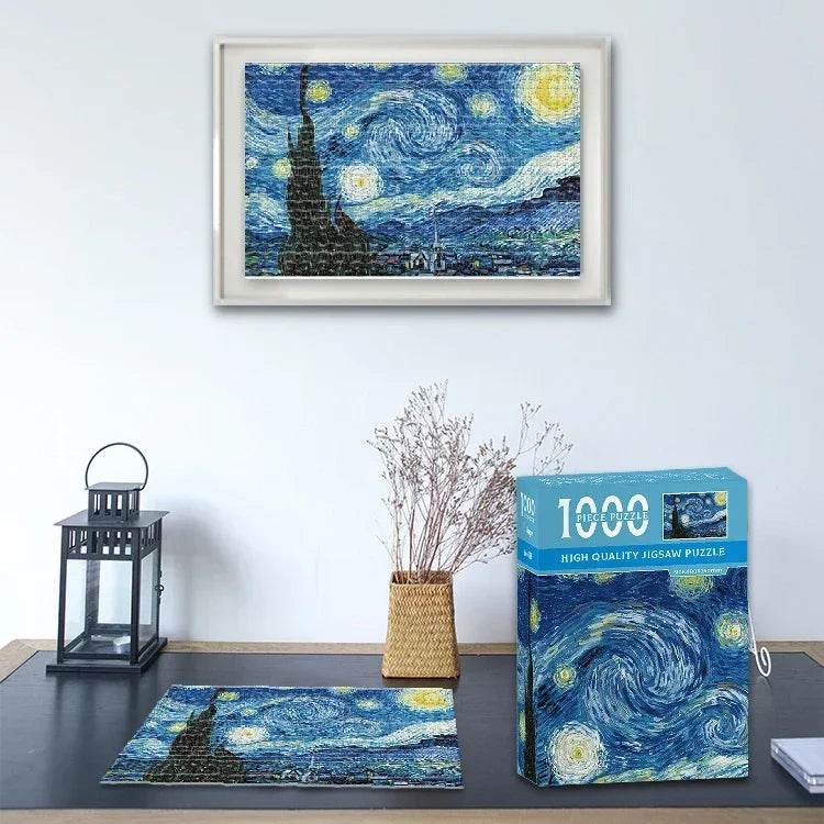 38*26cm Mini Jigsaw Puzzle 1000 Pieces for Adults Famous Oil Painting Van Gogh Puzzle Christmas Gift Toy Educational Toys - AIAZ