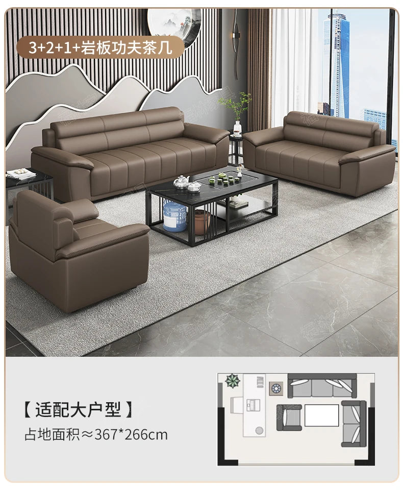 Office Sofa Coffee Table Combination Modern Simple Business Three-person Reception Negotiation Area a Full Pull-out Armchair