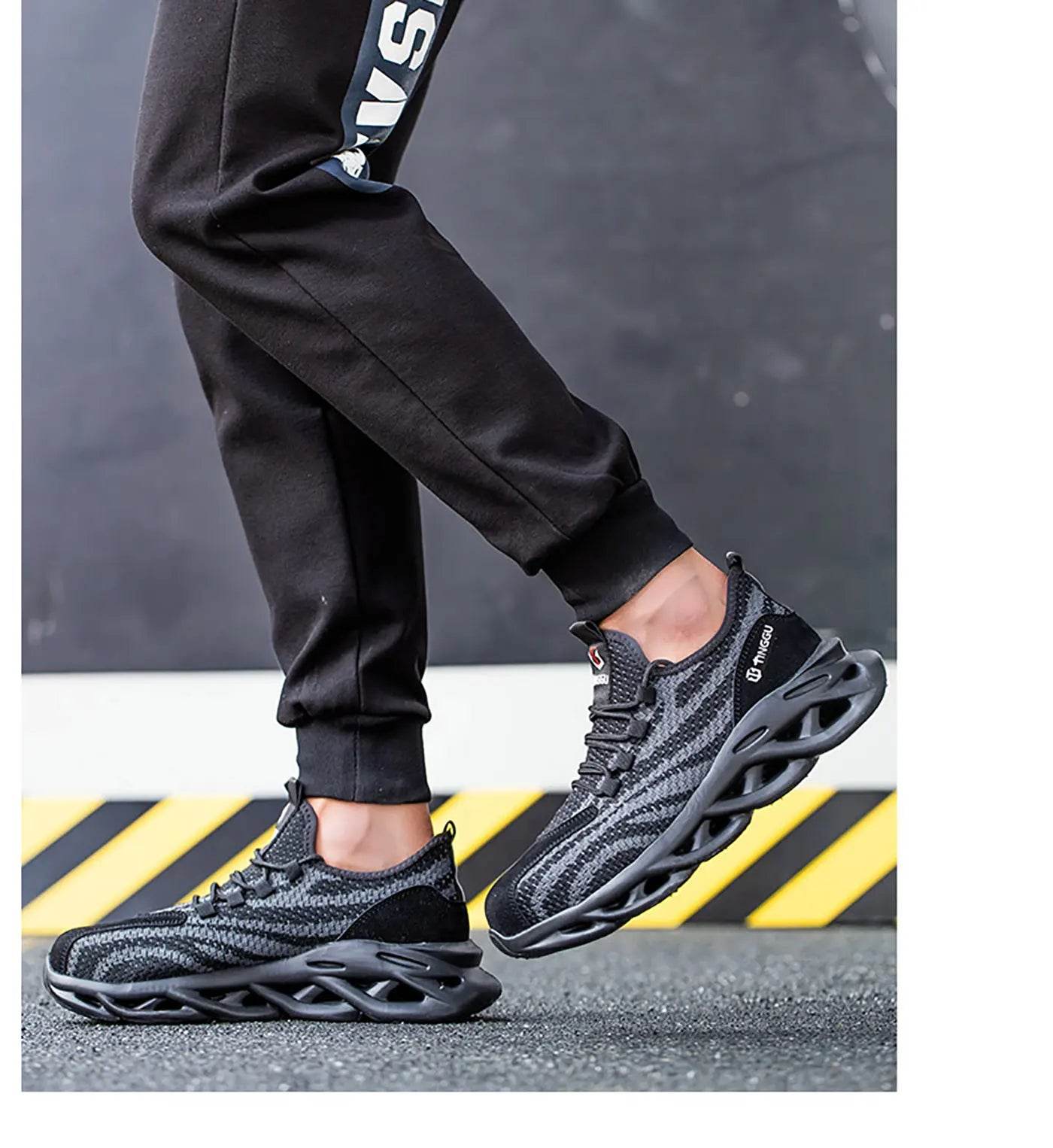 Men's safety shoes are anti impact, anti puncture, soft, comfortable, breathable, anti slip, and wear-resistant work shoes - AIAZ