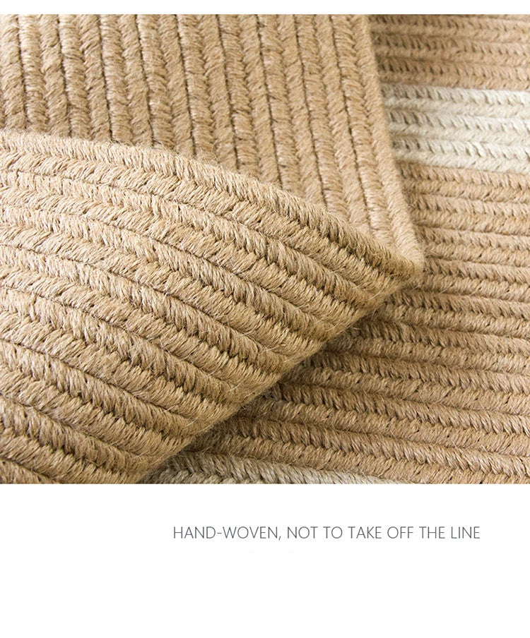 Living Room Carpet Home Decoration Natural Jute Hand Woven Bedroom Rug Fashion Minimalism Wear-resistant Durable Breathable Mat