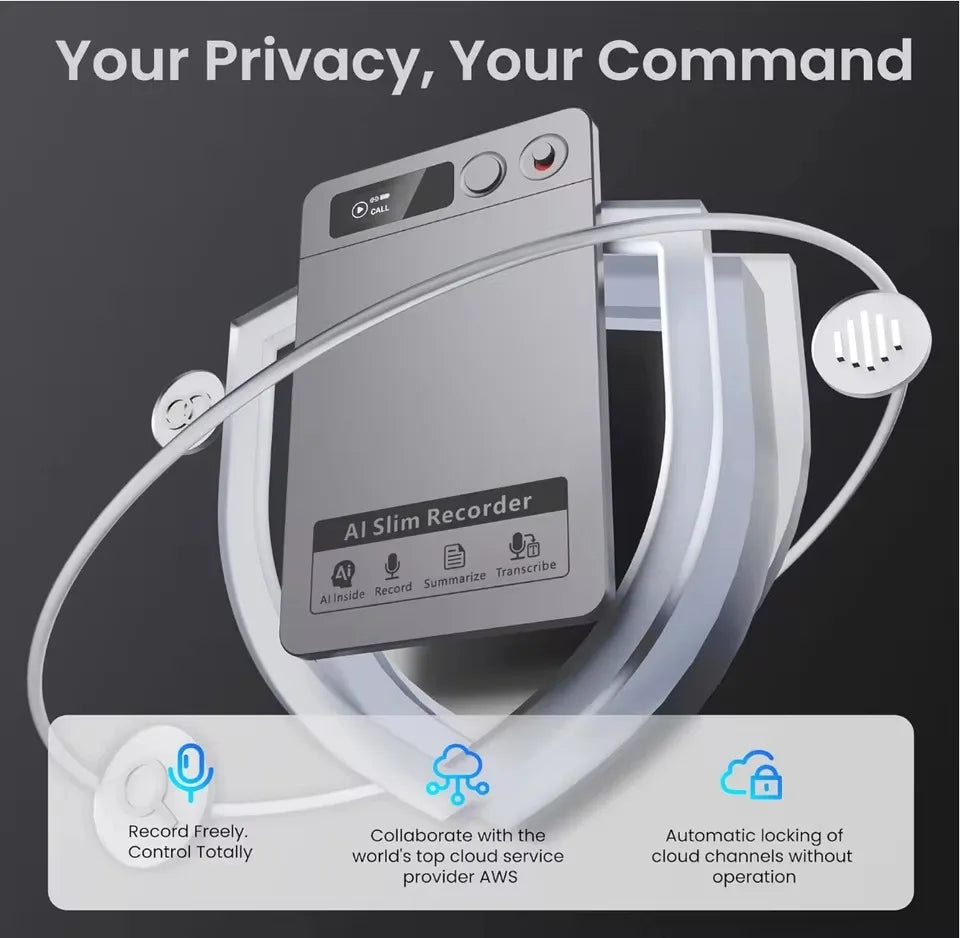 AI Voice Recorder, AI Notetaking Device for Meetings, Lectures, Calls, AI Transcription & Summarization Support 118 Languages