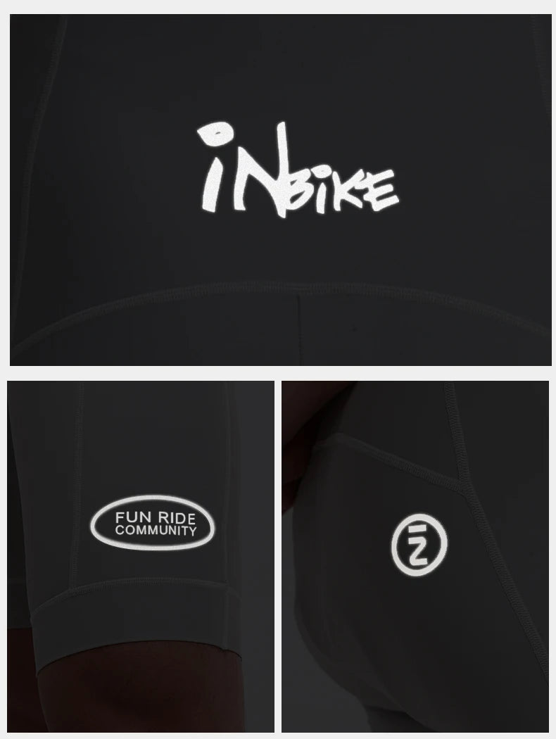 INBIKE 2025 Men's Cycling Bib Shorts High-Waisted Breathable Biking Bicycle Bibs Pants MTB Cycling Clothing Man with Pockets