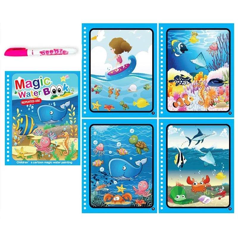 Children Early Education Toys Magical Book with Pen Water Drawing Toys Gift Reusable Coloring Book Magic Drawing Book - AIAZ