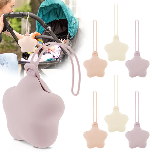 3/6Pcs Star Pacifier Storage Bag Silicone Dustproof Pacifier Holder Case Portable Baby Pacifier Chain Bag Baby Accessories