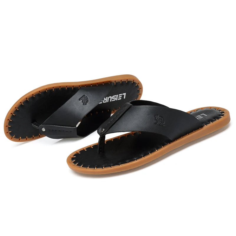 2024 Hot Selling Summer Anti Slip Men's Flip Flops Beach Camping Shoes Men's Home Flat Shoes High-quality Handmade Soles