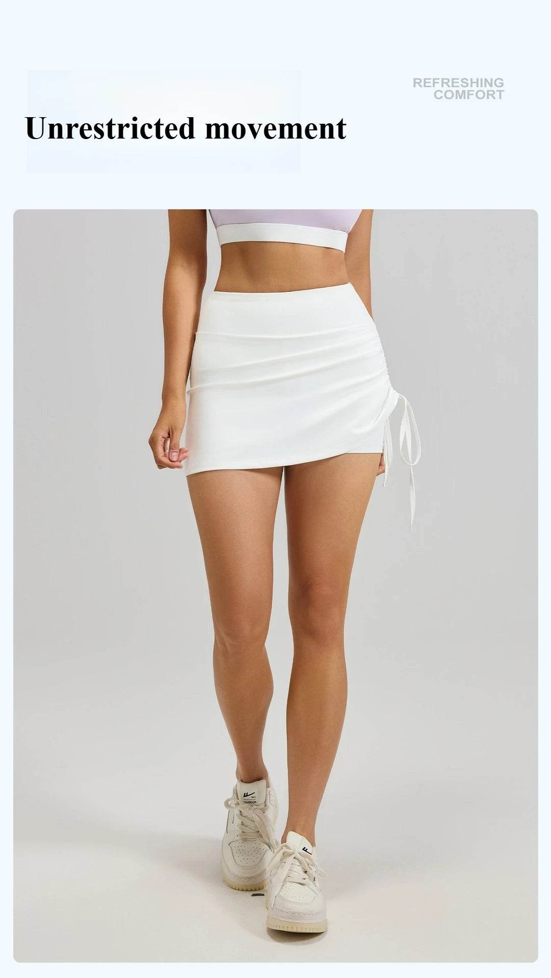 Shirring Sports Skirts with Safety Trousers for Women High Elastic Fashion Casual Fitness Skirts Fake Two Pieces Yoga Skirts - AIAZ