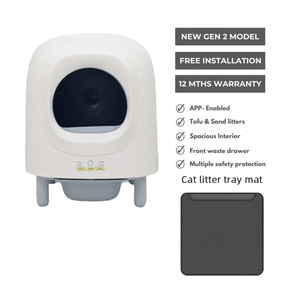 Petree 2.0 pro 2024 New 56L Automatic Smart Cat Litter Box Self Cleaning Fully Enclosed Cat Litter Box Pet Toilet Litter Tray