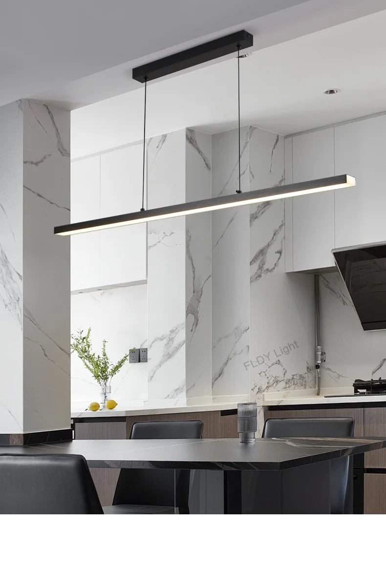 Long strip restaurant chandelier simple modern one-line minimalist ultra-thin bar desk chandelier designer dining table chandeli