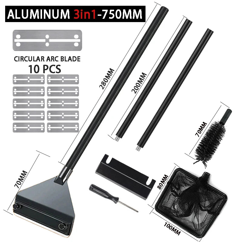 Aquarium flat sand algae removal dual-use glass Algae scraper stainless steel household cleaning to tools Fish tank accessories