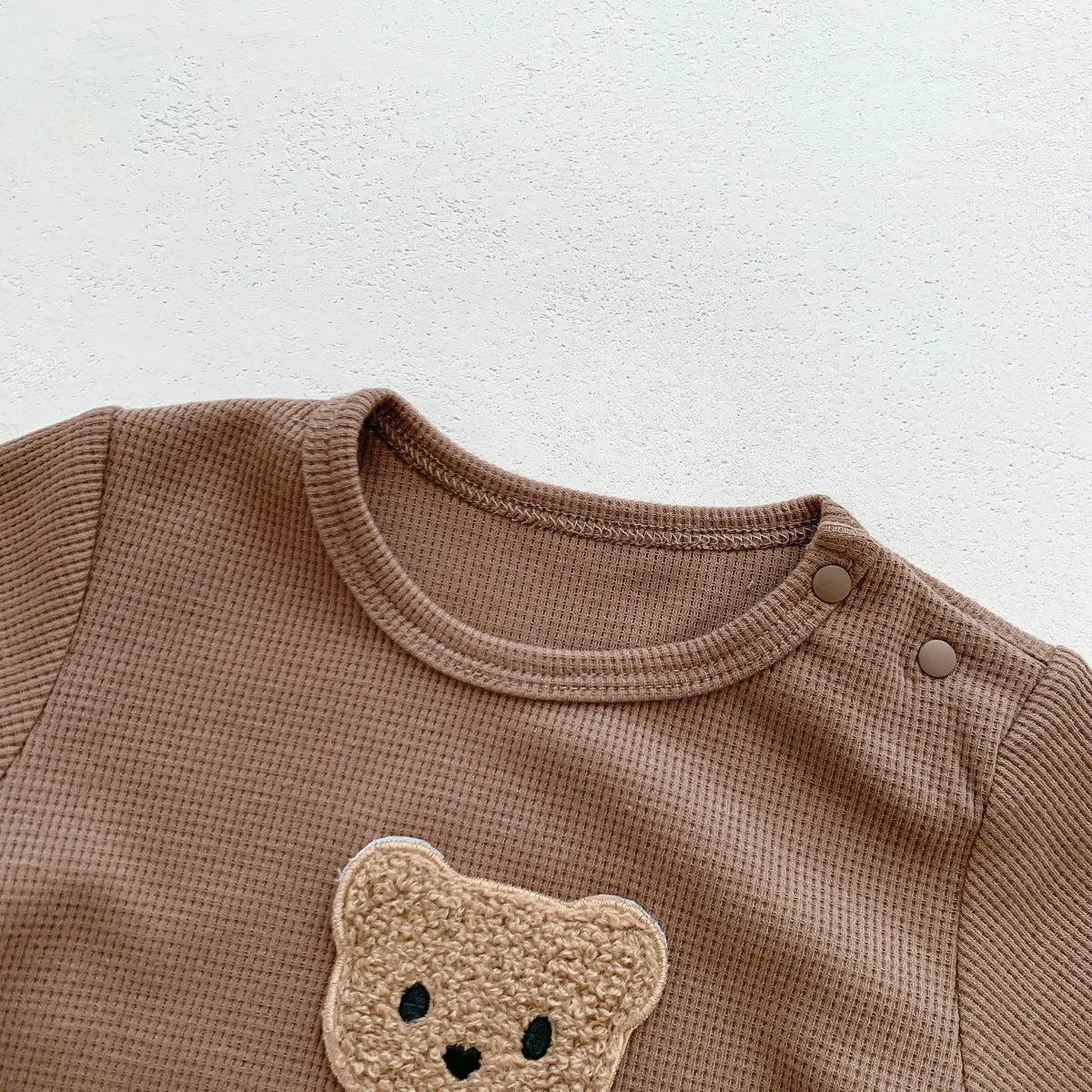 New In Summer Kids Baby Girls Boys Short Sleeve Waffle Patch Bear Infant Newborn Jumpsuits Cotton Romper Gift Hat with Ear