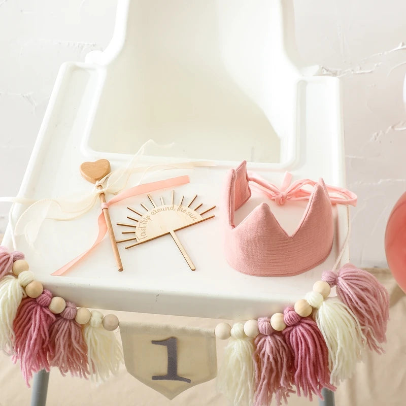 Let's Make Happy Birthday Banner Handmade Tassel Pendant First Boys Girl Baby Shower Birthday Party Balloon Decoration Supplies