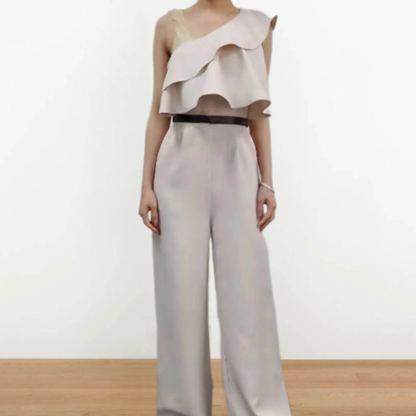 Women Sleeveless Long Jumpsuit 2025 Summer Wide Leg Pant Casual Waisted Tank Rompers Playsuit Office Lady Elegant Pocket Overall - AIAZ