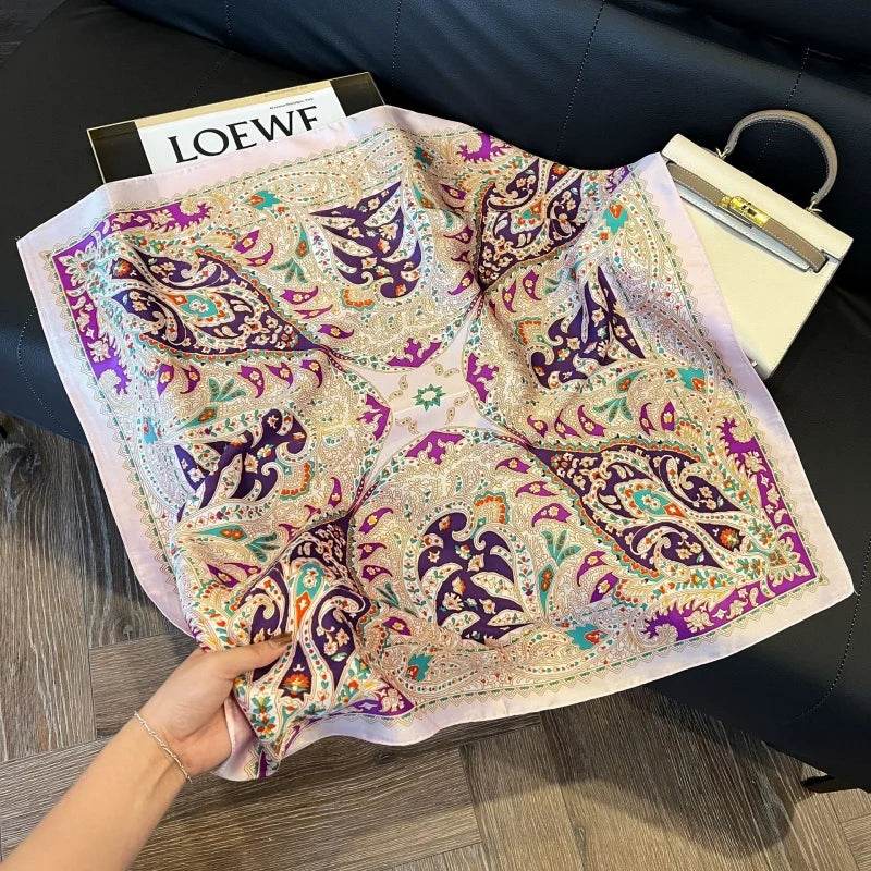 2024 New Leopard Print Square Scarf Women's Imitation Silk Scarf Casual Versatile Decoration Small Neck Scarf 70CMx70CM - AIAZ