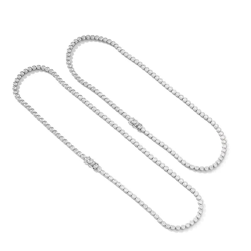 EWYA Luxury Bubble 2/3mm D Color Full Moissanite Tennis Necklace for Women S925 Silver Plated 18K Diamond Neck Chain Necklaces