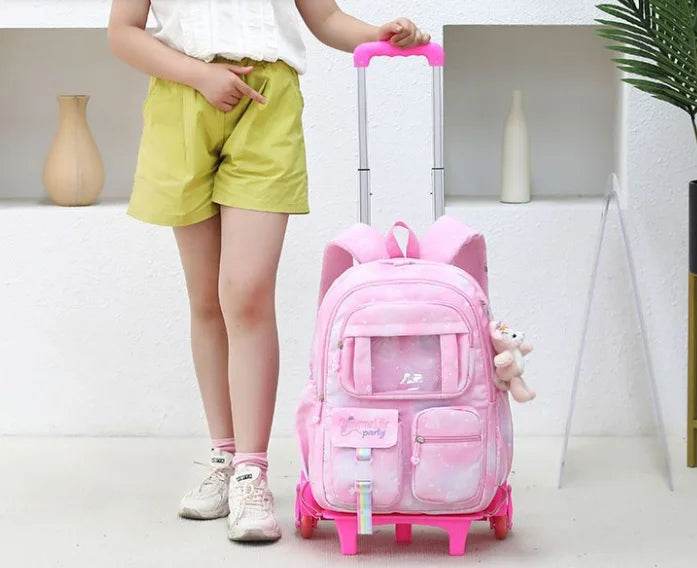 School Rolling backpack Bags school wheeled backpack for girls kids School trolley bag for girls school bag wheels for girls - AIAZ