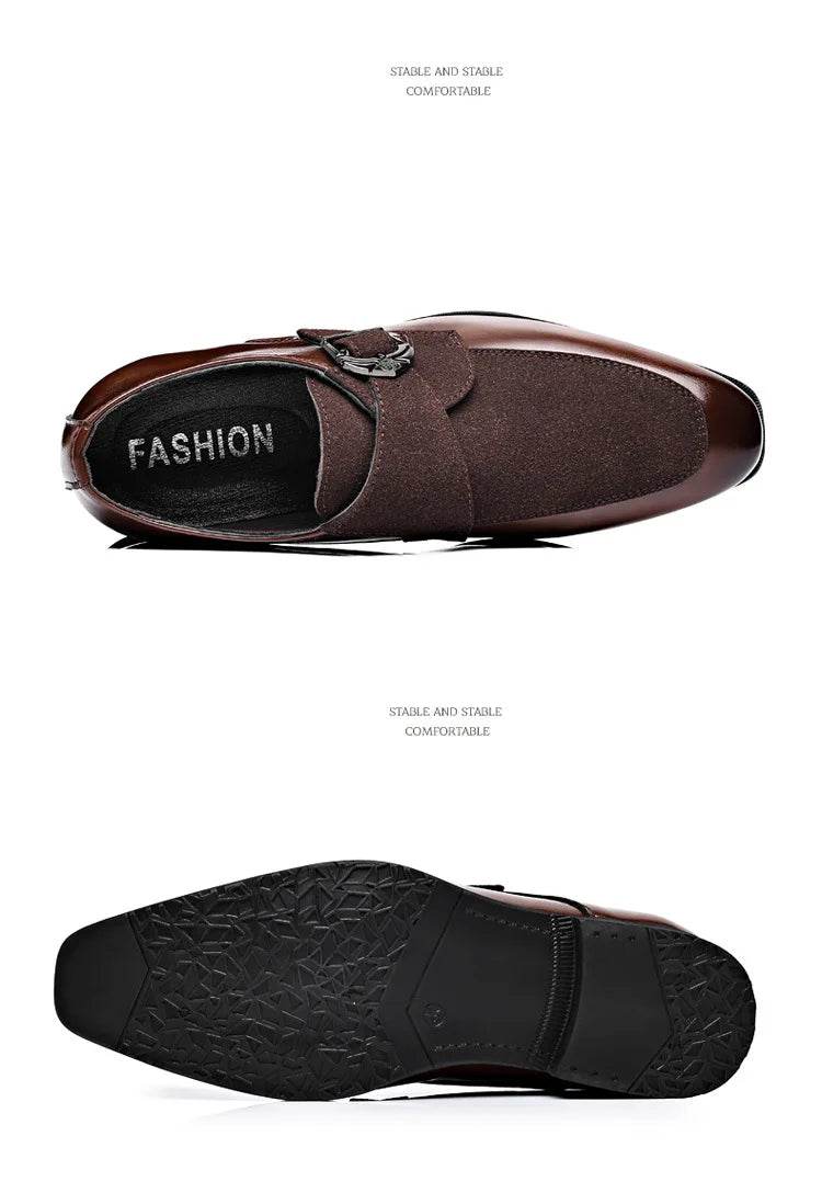 Casual Business Shoes for Men Point Toe Men Dress Buckle Shoes Luxury Men's Wedding Formal Shoes Derby Party Oxford Footwear - AIAZ