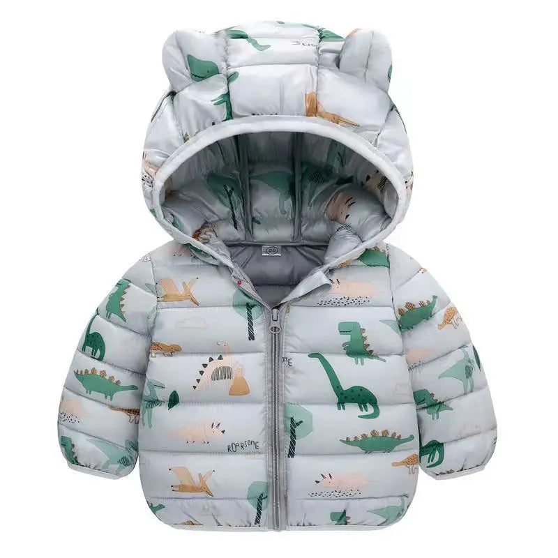Baby Boys Girls Jackets For Kids Cartoon Bear Zipper Coats Autumn Boys Warm Hooded Down Jackets Children Christmas Outerwear