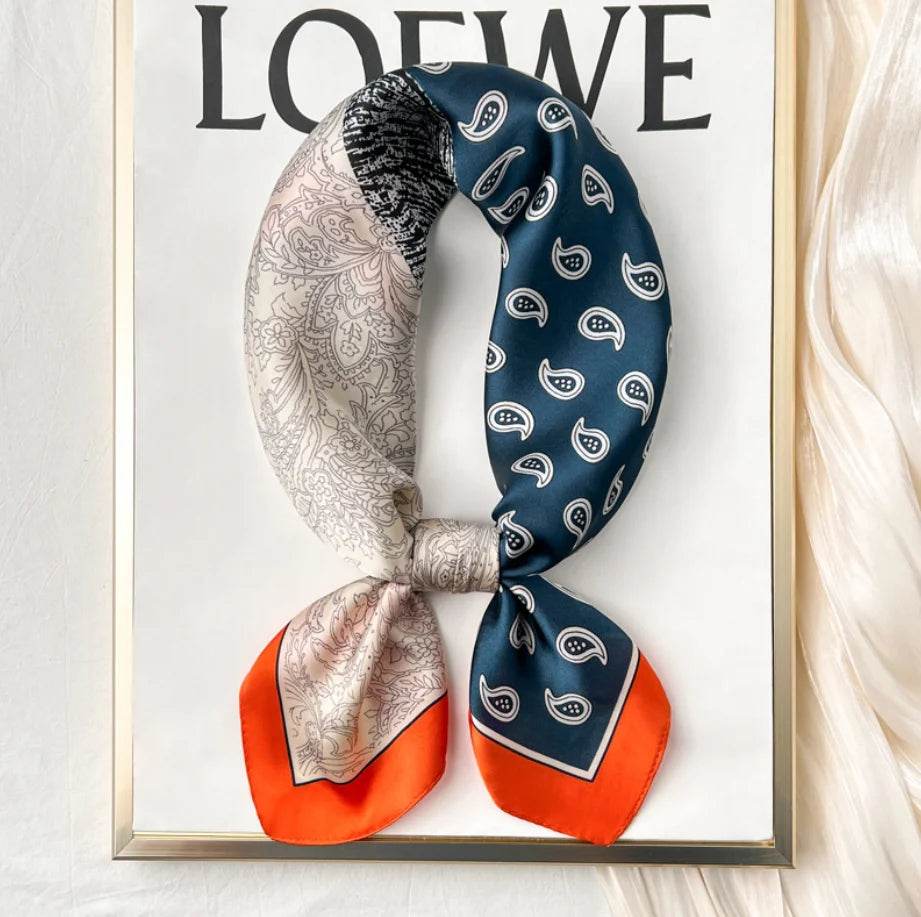 Women Fashion Versatile New Silk Scarves 70x70cm Square Scarf Korean Version Neck Protection Spring and Autumn Vintage Scarf - AIAZ