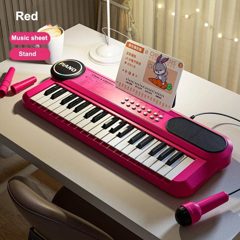 Children's Piano Keyboard 37 Keys Multifunctional Electronic Piano with Microphone Children's Early Education Educational Toys - AIAZ