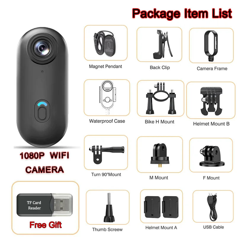 Wireless WiFi 4K UltraHD Mini Portable POV Camcorder Waterproof Magnetic Action Cam Bike Car Vlog Camera Outdoor Sports Recorder