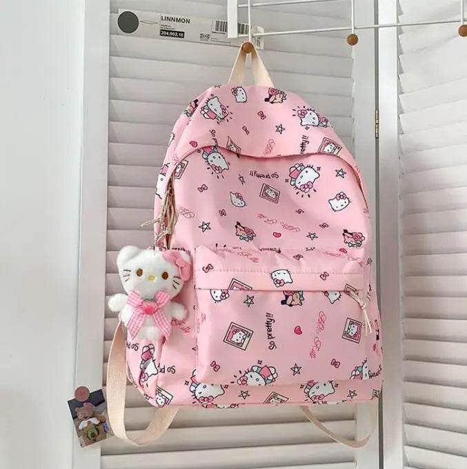 Hello Kitty backpack for junior high school students cute cartoon fashion school bag large capacity school bag for women - AIAZ