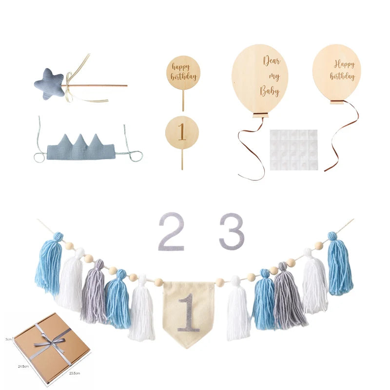 Let's Make Happy Birthday Banner Handmade Tassel Pendant First Boys Girl Baby Shower Birthday Party Balloon Decoration Supplies