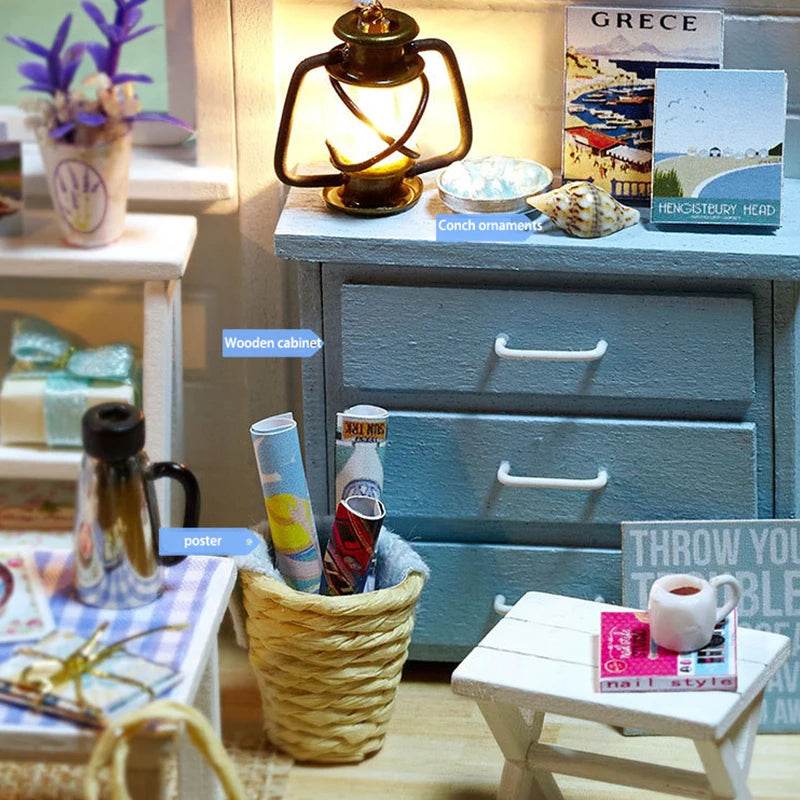 Kitten Mini Doll House 3D Puzzle Assembly Model Building Kit Creative Room Bedroom Decoration With Furniture Wooden Crafts Gifts - AIAZ