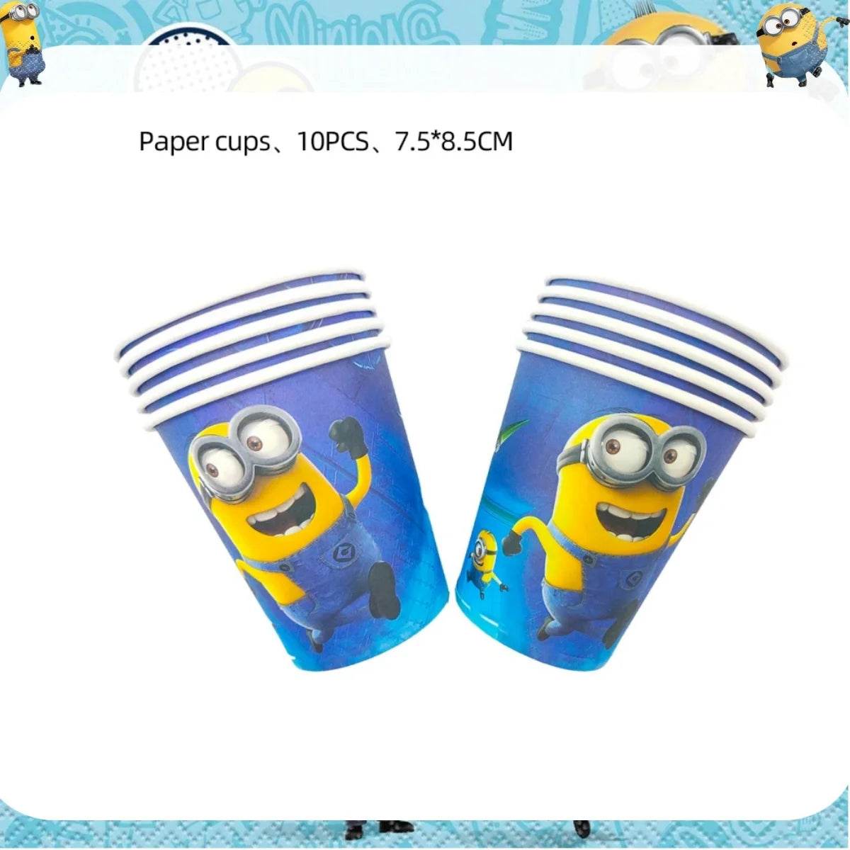 Big Eye Yellow Man Birthday Party Supplies Set - Disposable Tableware Tablecloth Plate Cup Balloon for Boys & Girls Baby Shower - AIAZ