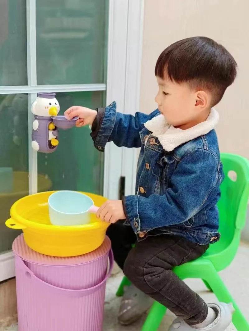 New Cute Duck/Elephant Baby Shower Bath Toys Children Water Play Spinner with Suction Cup Waterwheel Games for Kid Bathroom - AIAZ