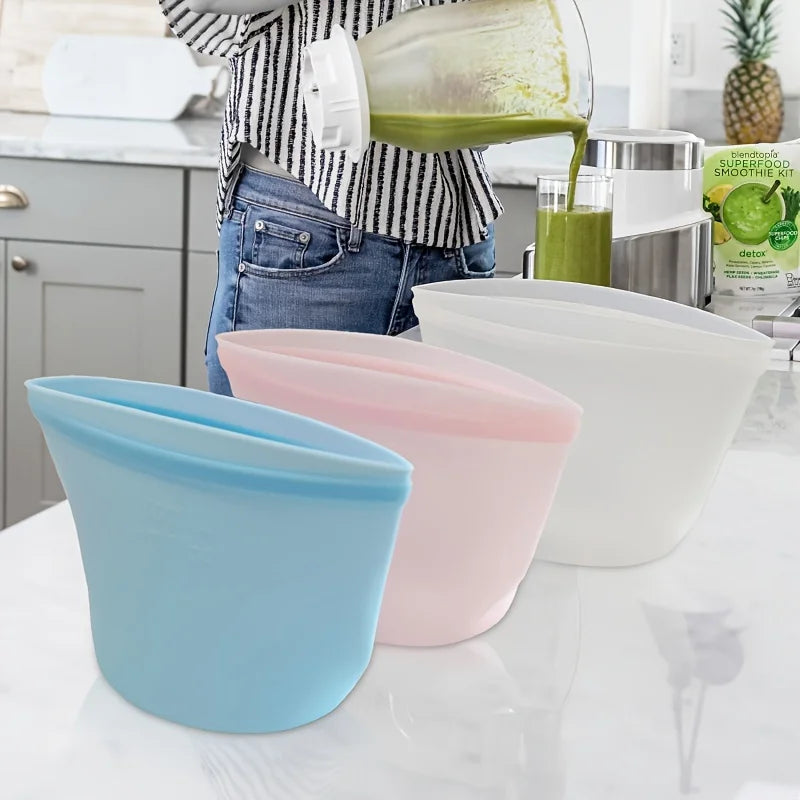1/3pcs Silicone Food Containers Reusable Storage Bags Leakproof Ziplock Bag Set for Fridge Freezer Fresh-Keeping Kitchen Organiz