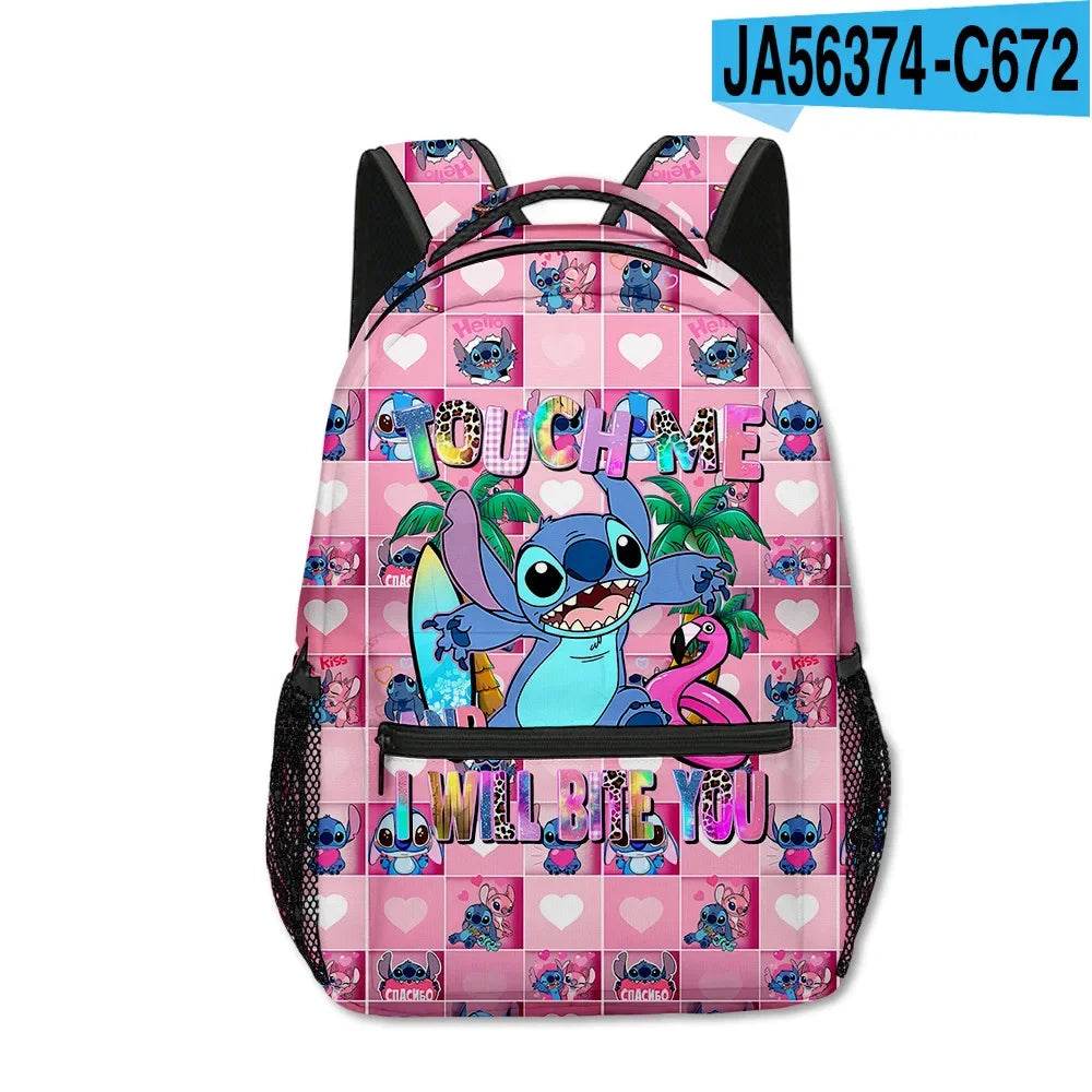 Stitch Primary School Student Anime Backpack Cartoon Large Capacity School Bag Printing Anime Kawaii Cartoon School Bag Mochila - AIAZ