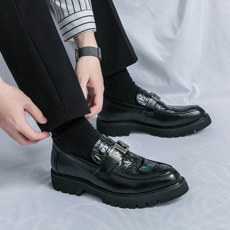 2025 men's party and business loafers, thick-sole men's formal thick-sole shoes, comfortable slip-on fashion casual shoes - AIAZ