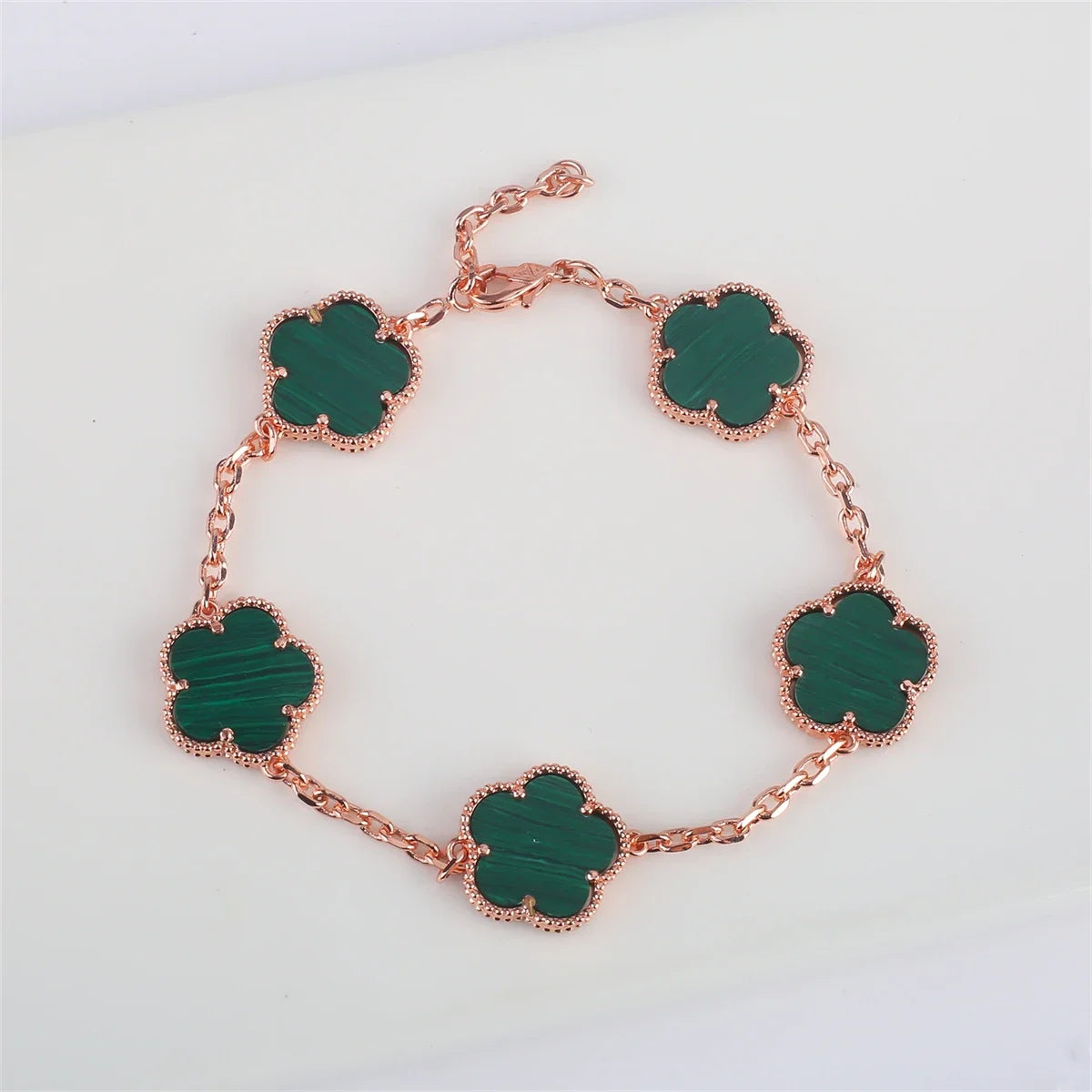 Hot Sale 11 Color Natural Stone Five Leaf Flower Plant Adjustable Bracelet Classic for Woman Fashion Party Jewelry Gift Clover