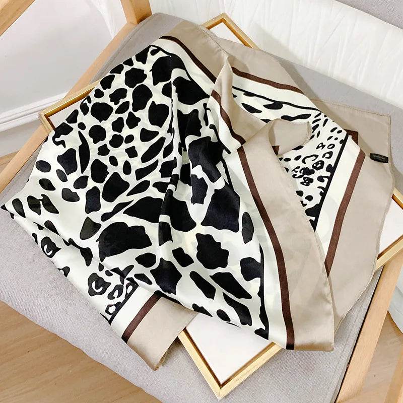2024 New Leopard Print Square Scarf Women's Imitation Silk Scarf Casual Versatile Decoration Small Neck Scarf 70CMx70CM - AIAZ