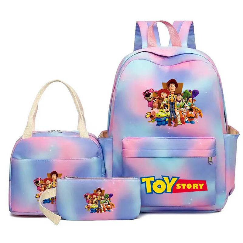 Toy Story Colorful Backpack Set With Tote and Pouch Large Capacity Lightweight And Breathable Outdoor Knapsack School Bags - AIAZ