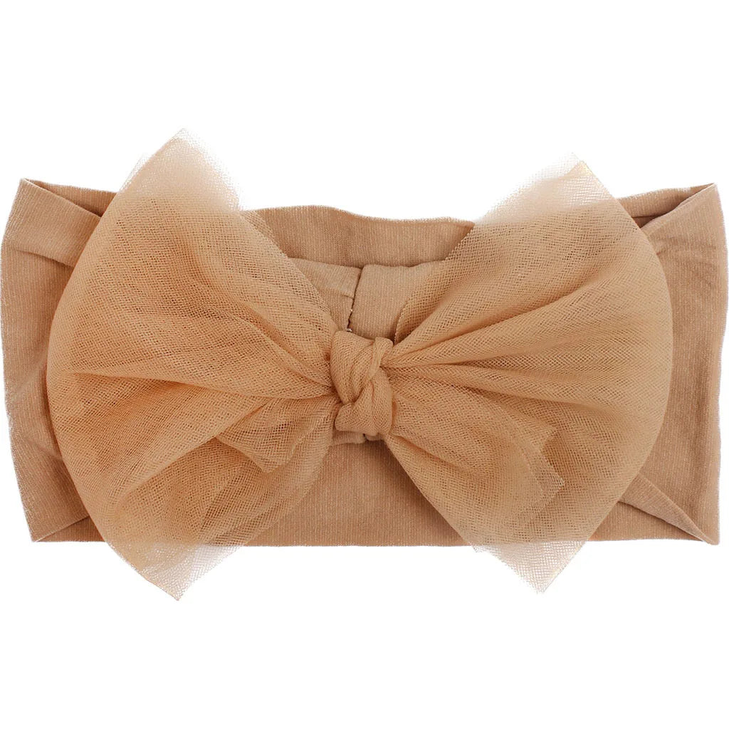 Pudcoco Baby Girls Headbands Soft Tulle Bow Head Wraps Fashion Hairbands for Newborn Infants 0-2T