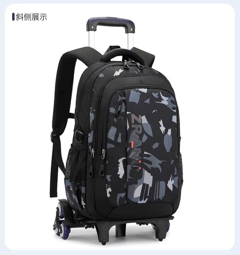 School Rolling backpack bag School Bags with wheels Student wheeled Backpacks for boys Children School Trolley Bag Waterproof - AIAZ