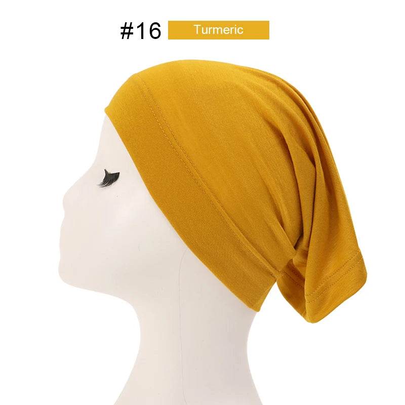 Fashion Muslim Hijab Caps Solid Underscarf Women Veil Modal Cotton Hijab Muslim Scarf Turbans Head Women's Hijabs Hat Islamic - AIAZ