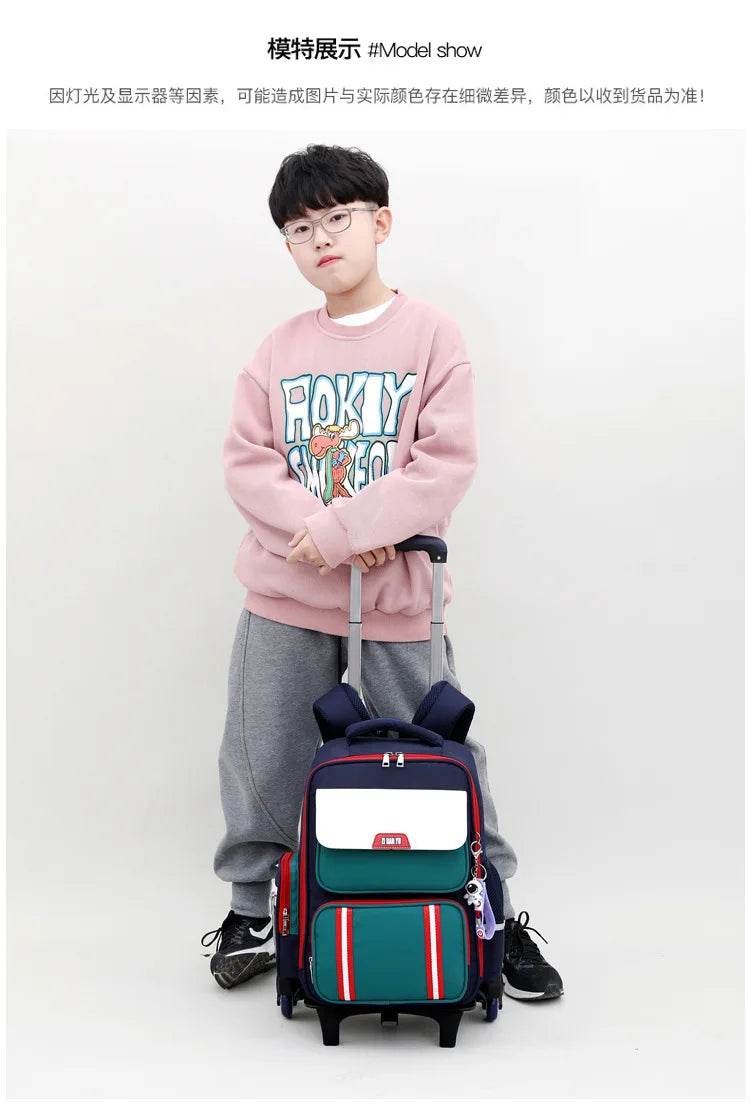 Rolling Backpacks for Primary School Children Trolley School Student Backpack Wheeled Bag Back To School Backpacks with Wheels - AIAZ