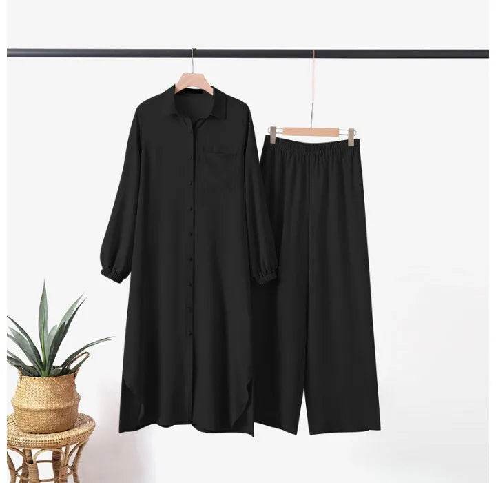 Casual Sets of Clothes for Muslim Woman Fashion Mushroom Button Long Sleeves Pants Suits for Female New Spring and Autumn 2023 - AIAZ