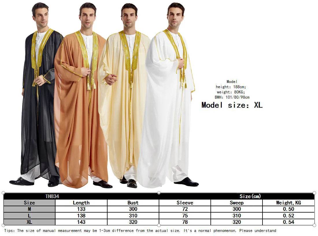 Islamic Clothing Men Robe Arabic Costumes Kaftan Muslim Man Moroccan Casual Long Dress Striped Middle East National Costume - AIAZ