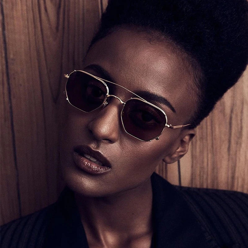 MARBOT Sunglasses Double Bridge Design Handmade Quality Alloy Rectangular Designer Brand Classic Alloy Glasses Outdoor UV400