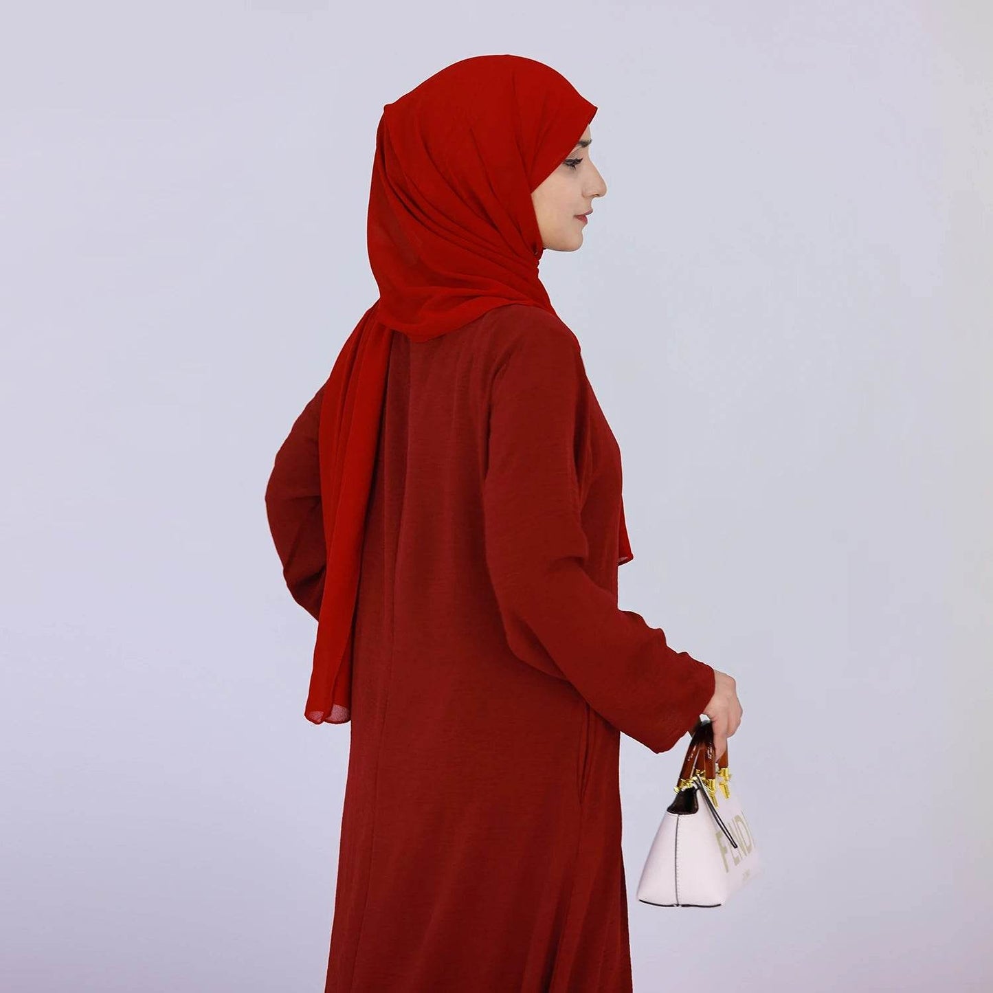 2025 Fashion Simple Muslim Dress Solid Abaya Arab Turkey Dubai Kaftan Modest Long Sleeve Maxi Dress Islamic Clothing LR593 - AIAZ