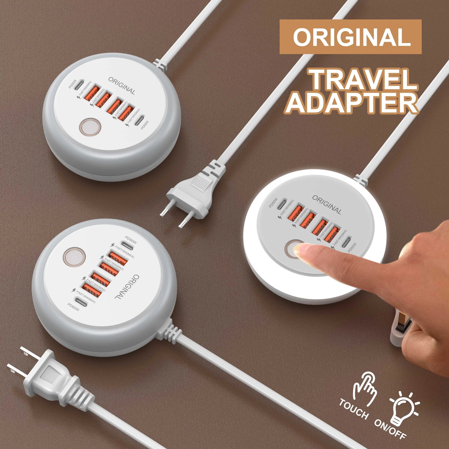 50W USB PD Charger 6 Ports Fast Charging Travel Charger For iPhone Samsung Xiaomi Phone Adapter Quick Charge3.0 Charging Station