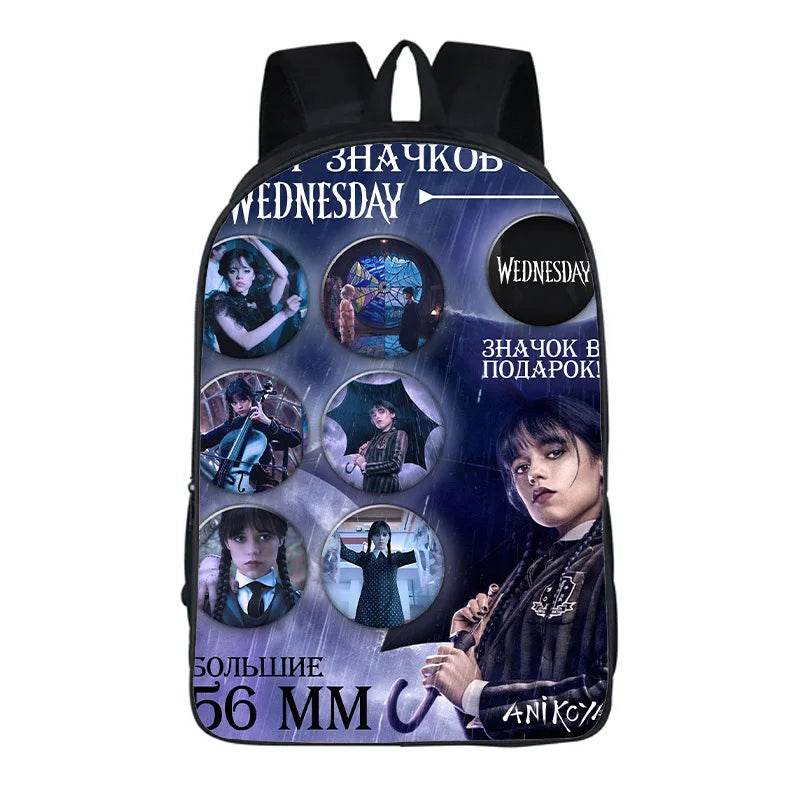 Wednesday Addams Backpack Wednesday School Bag with The Same Style Primary School School Bag Children's Backpack Meal Kit - AIAZ