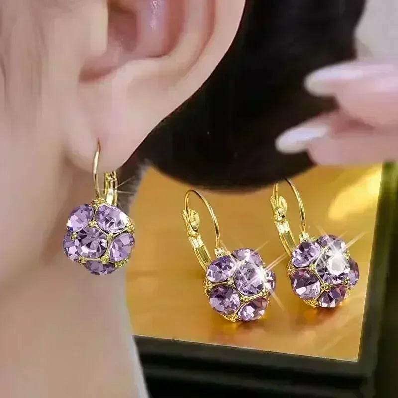 Exquisite Blue Drop-shaped Crystal Pendant Earrings For Women Fashion Personalized Daily Accessories Party Jewelry Birthday Gift