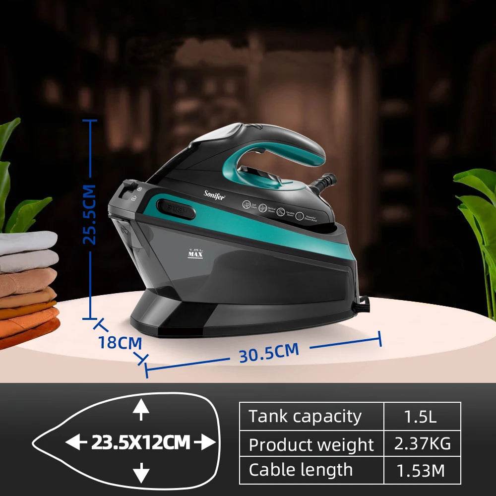 Sonifer Split Steam Iron with LCD Display 2400W Fast heating1.5L Large Individual Water Tank 3 Steam Adjustment - AIAZ