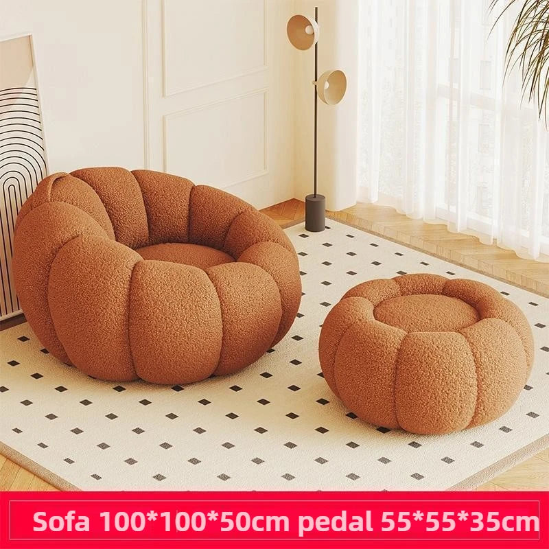 Nordic Lazy People Sofa Cute Pumpkin Cloud Shaped Sofa Chair Balcony Leisure Chair Living Room Single Relaxation Sofa Furniture
