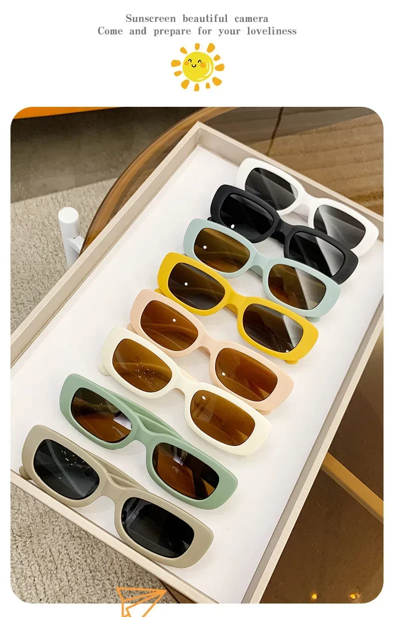 Children Cute Vintage Frosted Rectangle Sunglasses Outdoor Girls Boys Sweet Sun glasses Protection Classic Kids eyewear UV400